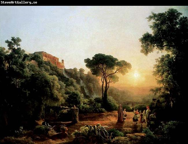 Karoly Marko the Elder Landscape near Tivoli with Vintager Scens